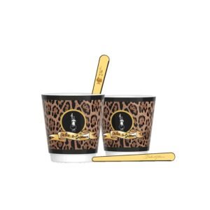 Set due bicchierini con due palettine Leopardo
